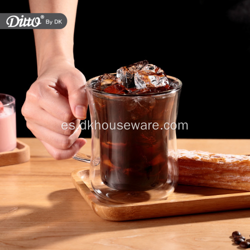 Taza de vidrio de doble pared de borosilicato alto de café clásico